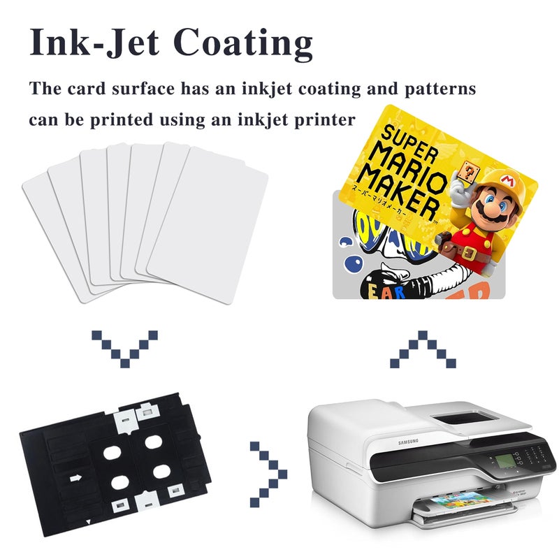 Timeskey NFC 100 PCS Inkjet PVC NFC Cards with NFC Chip NTAG215 Printable, Compatible with Epson and Canon Inkjet Printers, CR80 Blank Card, Double Sided Printing, Compatible with Amiibo and TagMo - Image 4